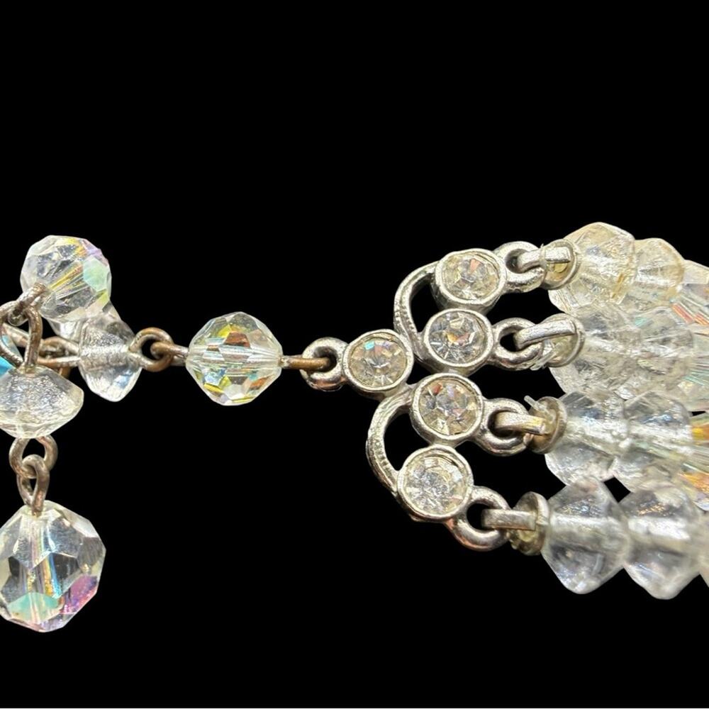 Vintage MCM Crystal Aurora Borealis 4 Strand Necklace Rhinestone neck - Picture 7 of 9
